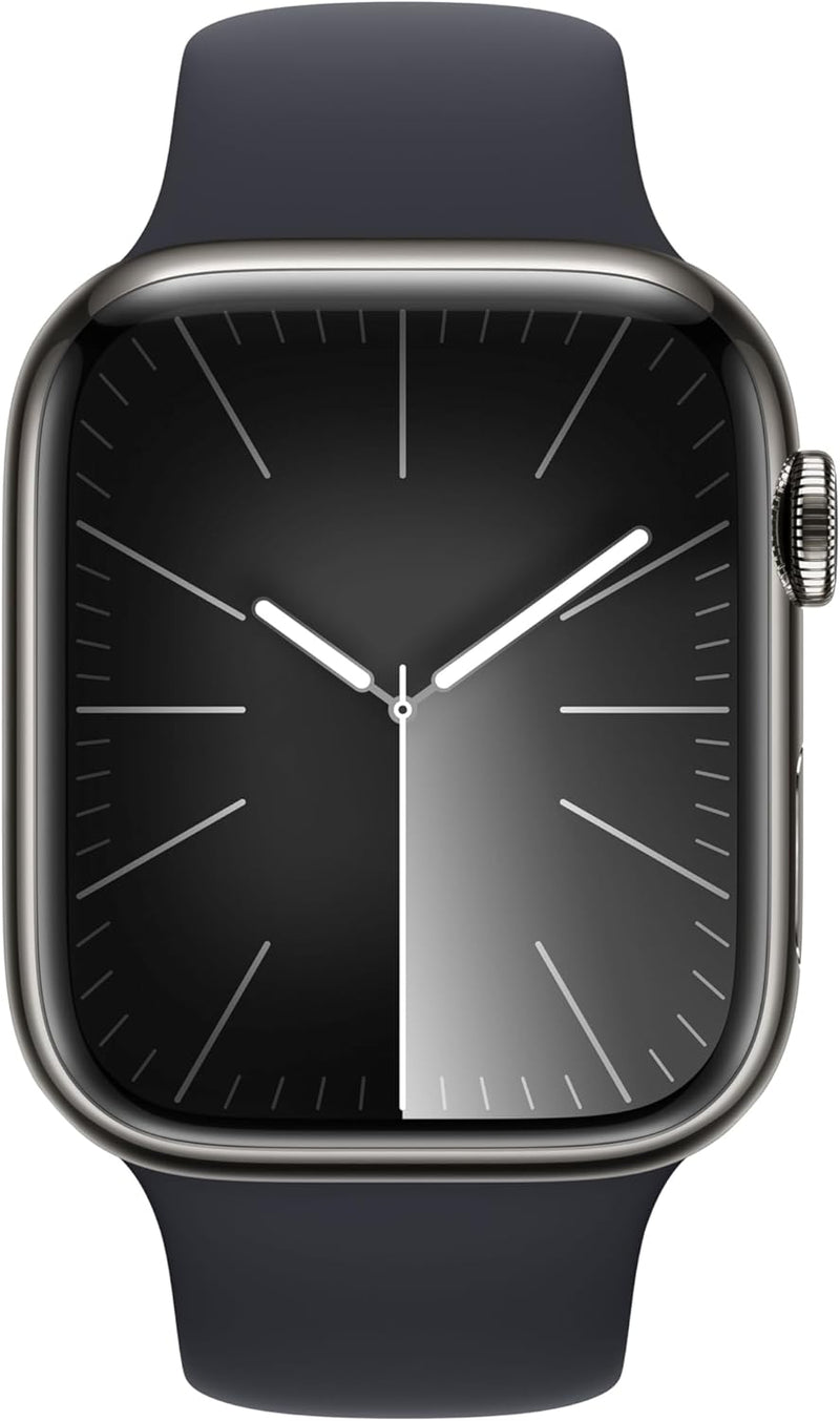 New Apple Watch Series 9 [GPS + Cellular 45mm] Smartwatch with Silver Stainless steel Case with Silver Milanese Loop One Size. Fitness Tracker, Blood Oxygen & ECG Apps, Water Resistant