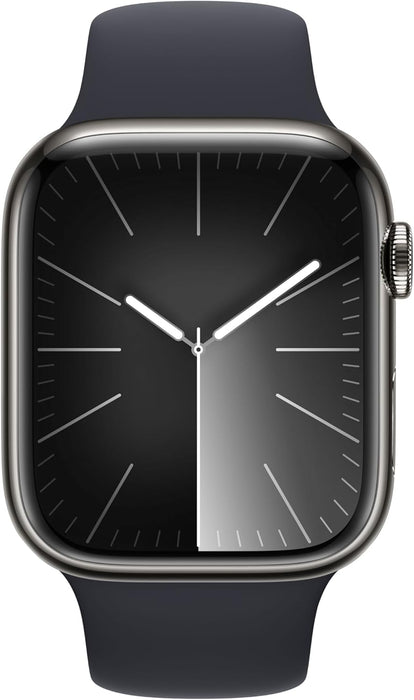 New Apple Watch Series 9 [GPS + Cellular 45mm] Smartwatch with Silver Stainless steel Case with Silver Milanese Loop One Size. Fitness Tracker, Blood Oxygen & ECG Apps, Water Resistant