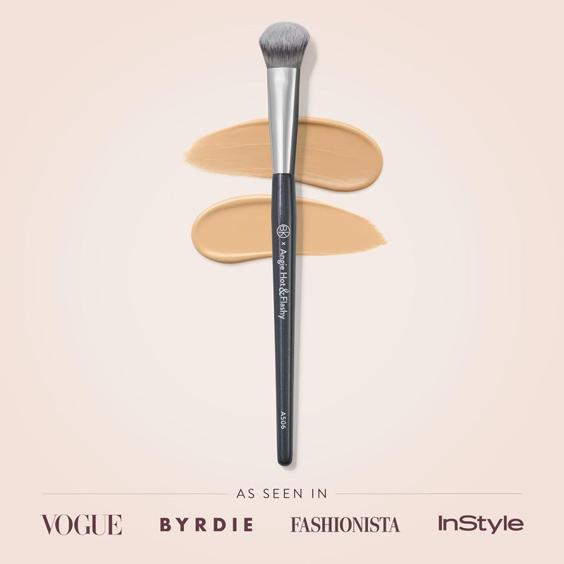 BK BEAUTY BRUSHES - ANGIE HOT & FLASHY A506 CONCEALER - Contoured Foundation Brush - Brush Set for Mature Skin - Face Brush for Liquid or Cream Foundations