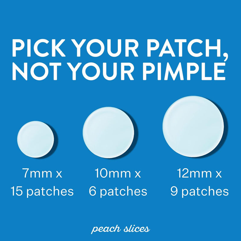 Peach Slices Acne Spot Dots | Clear Hydrocolloid Acne Pimple Patch For Zits And Breakouts | Treats, Drains, And Shrinks Blemishes | Vegan And Cruelty-Free | Three Sizes 7mm, 10mm, 12mm (30 Count)