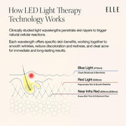ELLE Radiance Boost Pro LED Face Mask FDA Approved & Clinically Proven Light Therapy for Glowing, Youthful Skin Red, Blue & Infrared Light Boosts Collagen, Reduce Wrinkles, Breakouts & Blemishes