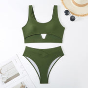 Women's High Waisted Bikini Sets High Cut Bathing Suits Two Piece Sporty Cut Out Swimsuits