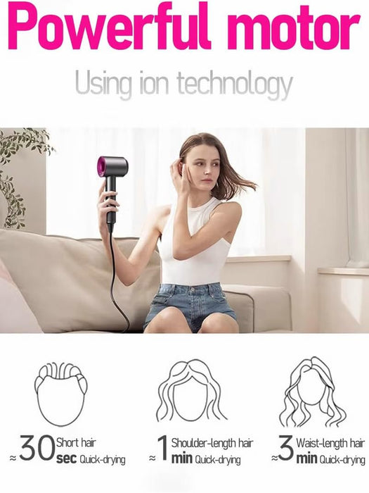 Cronier Supersonic Hair Dryer – 5 Nozzle Set, 1800W Powerful Blow Dryer with Low Noise, Fast Drying, Cool Shot & Diffuser – For Women & Men