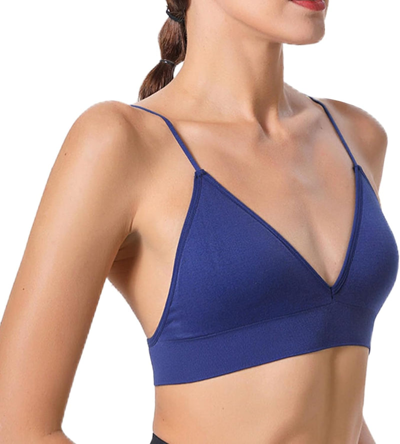 Dress Cici Women'S V Neck Triangle Strappy Sport Bra With Strappy Shoulder Strap