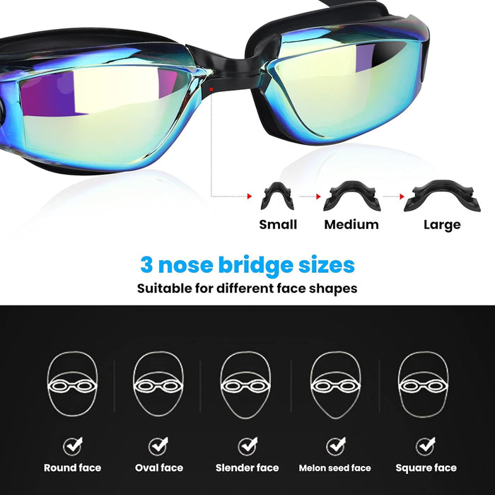 BIGTHREE Anti-Fog Swimming Goggles – UV Protection Polarized Lenses for Adults & Teens, Soft Silicone Adjustable Strap for Pool Training & Outdoor Use