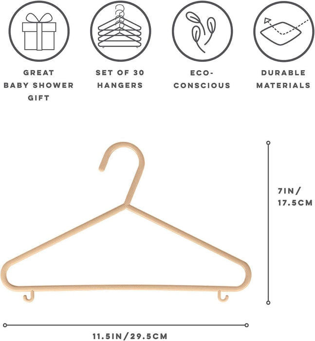 3 Sprouts Baby Wheat Straw Plastic Clothes Hangers - Pack of 30 - Speckled Gray