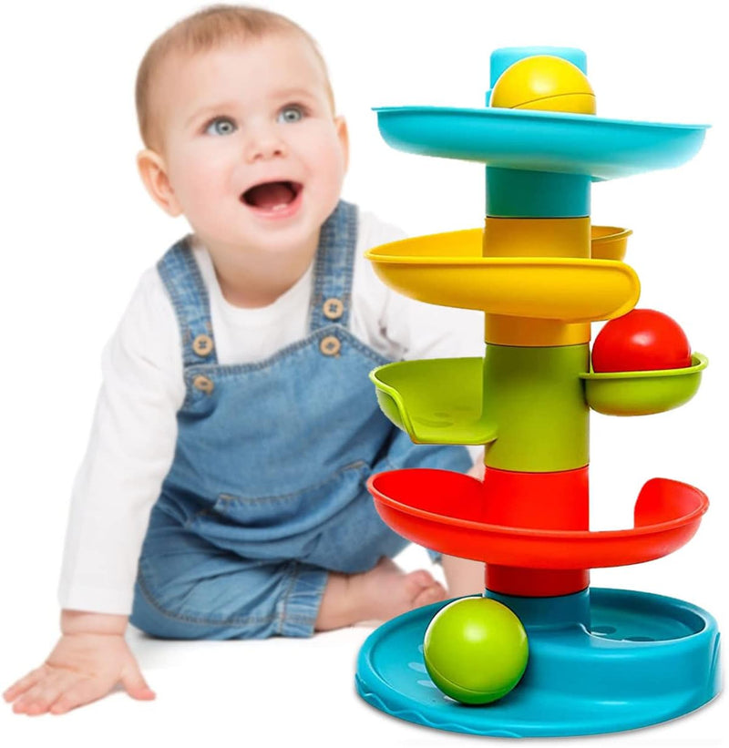 Baybee Baby Ball Tower for Toddlers, Ball Drop and Roll Swirling Tower with 4 Tier & 3 Balls Educational Development Activity Toys for Kids Ball Tower Ramp Toys for Baby 1 2 3 4 Years - BALL TOWER