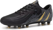 Soccer Shoes for Boys Girls Cleats FG sole Kids Athletic Football Shoes Youth Football Cleats Outdoor & Indoor Lightweight, Running & Training - Black Gold