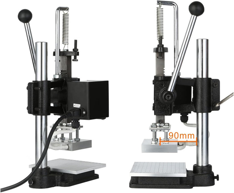 Hot Foil Stamping Machine, 10x13cm Digital Embossing Machine, Manual Tipper Stamper, with Full Scale & Positioning Slider for PVC Leather Paper Embossing