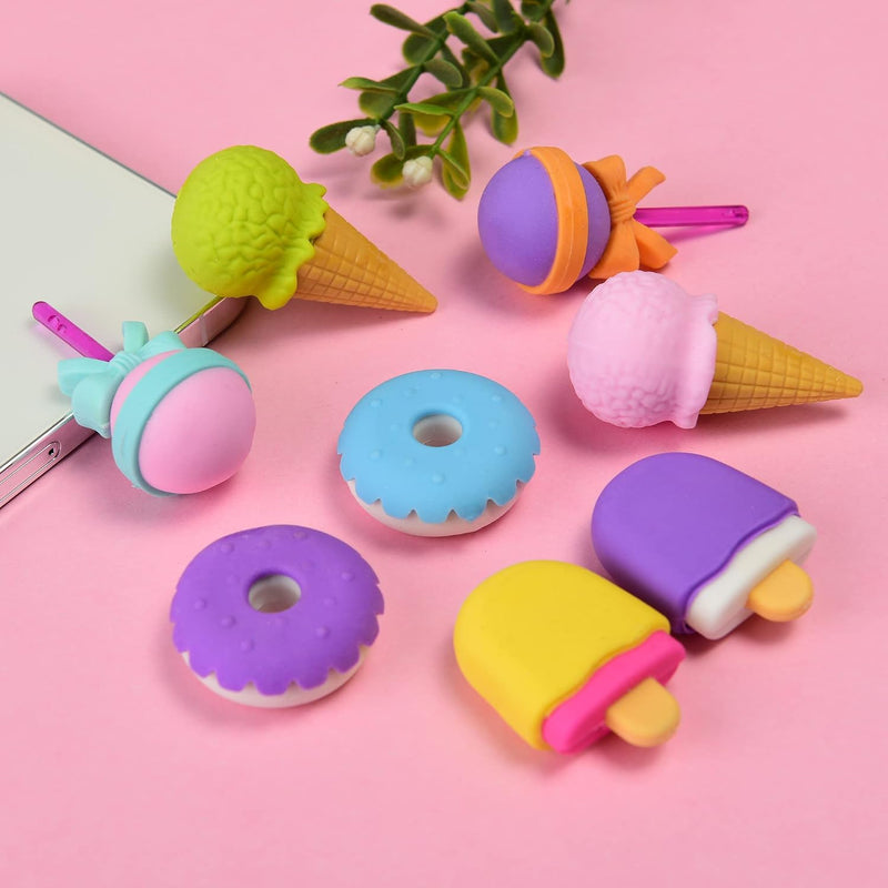 16 Pcs Food Erasers for Kids, 3D Cute Mini Ice Cream Donut Take Apart Erasers, Cool Fun Puzzle Desk Pet Erasers for Girls