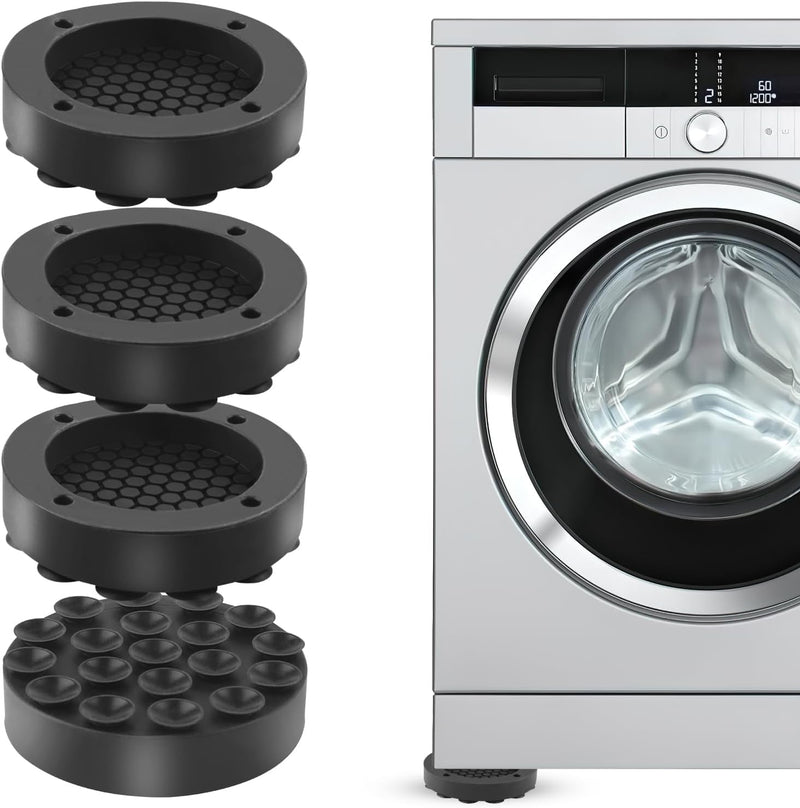 Washing Machine Vibration Pads 4pcs, Anti-Slip Shock Absorber Feet, Noise-Reducing Silicone Pads for Washing Machine, Dryer, Dishwasher, Refrigerator, Furniture