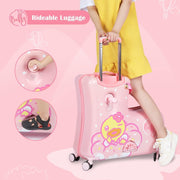 Kids Ride-On Suitcase Children Trolley Hard Shell Carry On Luggage,Travel Suitcase With Safety
