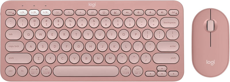 Logitech Pebble 2 Combo, Wireless Keyboard and Mouse, Quiet and Portable, Customisable, Logi Bolt, Bluetooth, Easy-Switch for Windows, macOS, iPadOS, Chrome, ARA Layout - Graphite - Pebble 2 Combo Rose