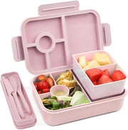 Bento Lunch Box 1300ML,Kids Lunch Box Bento Boxes with 4 Compartments Cutlery,Leak-Proof Lunchbox Snack Boxes for Kids Adult,Kids Lunch Box with Compartments for School Office (Blue) - Pink