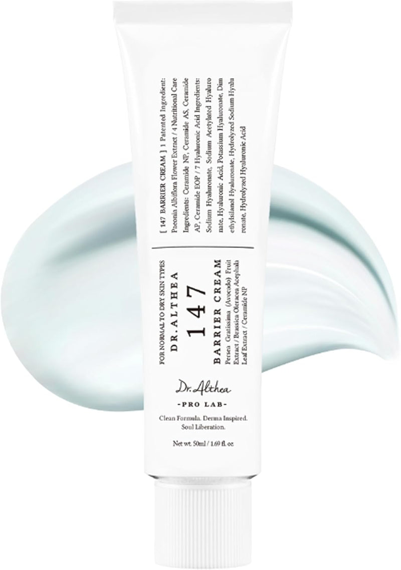 Dr.Althea 147 Barrier Cream Daily Skin Barrier Repair Care Deep Hydrating with Hyaluronic Acid & Ceramides Korean Vegan Skincare for All Skin Types 1.7 Fl Oz
