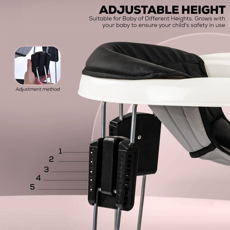 Baybee Baby Walker for Kids, Foldable Round Baby Walker | Baby Activity Walker for Toddlers with 3 Position Adjustable Height | Walker for Baby Boy Girl 6 to 18 Months (Black)