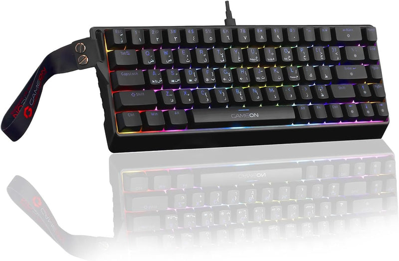 GAMEON DOMINION GO21KM-B RGB Wired Keyboard & Mouse Combo Full-Size English/Arabic Layout, Multi-Zone Rainbow Backlighting, Ergonomic Design, USB Wired Connectivity - Black AEROX | 60% | 61-Key | Mechanical Keyboard | RGB | Red Switch