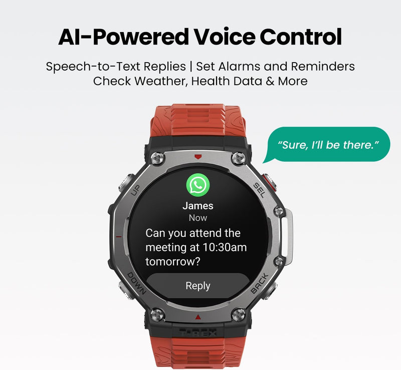 Amazfit T-Rex 3 Rugged/Military Smart Watch 48mm, 27 Day Battery, GPS (with Privacy), Offline Maps, 328 Feet Water-Resistant, 170 Fitness/Sport Modes, AI, Voice Control, for Android or iPhone