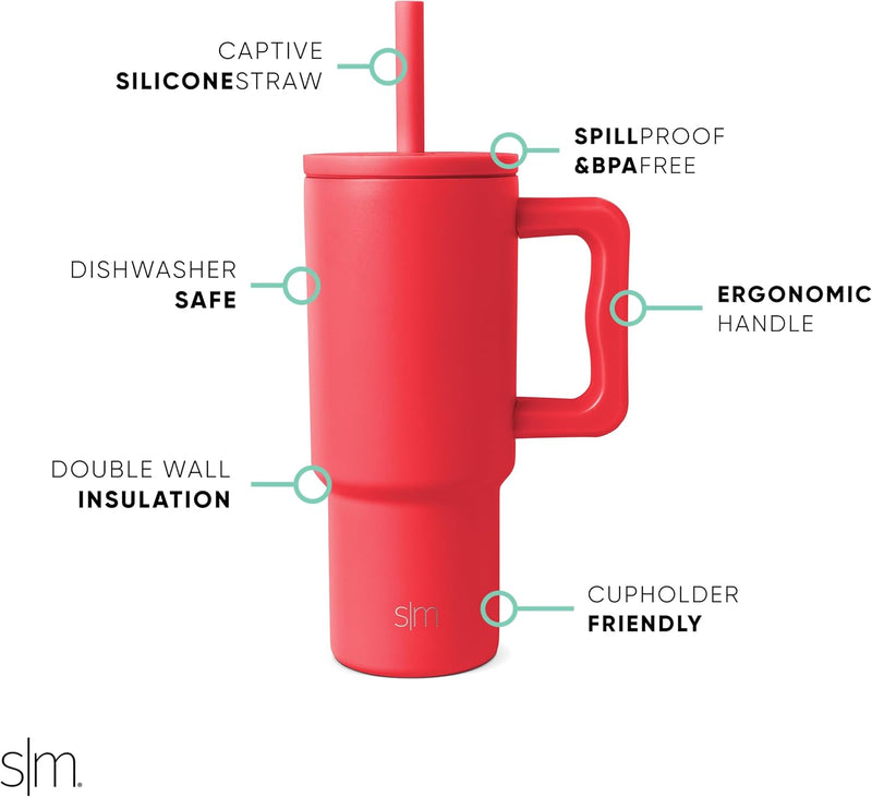 Simple Modern Kids 24 oz Tumbler with Handle and Silicone Straw Lid | Spill Proof and Leak Resistant | Reusable Stainless Steel Bottle | Gift for Kids Boys Girls | Trek Collection | Asteroid