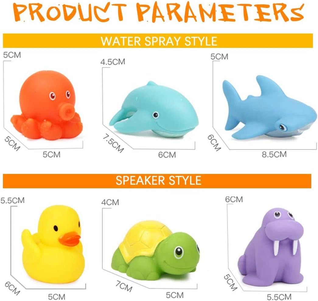Mumoobear 7Pcs Baby Bath Toys, Scoop Net Fish Pool Toys With Spray, Sounds, Color Changing Toddler Bathtub Toys – image 6