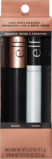 Cosmetics Lash Beats Mascara & Lash Serum Bundle, Defining, Lengthening Mascara & Lash & Brow Enhancing Serum, Makes Lashes Appear Thick & Defined