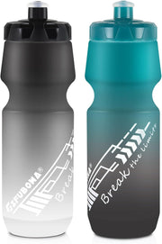 Bike Water Bottles 24oz Bicycle Mtb Road Mountain Bottle Squeeze 750ml Bpa Free for Cycling Sport 2 Pack - Black+Green(2 PC)