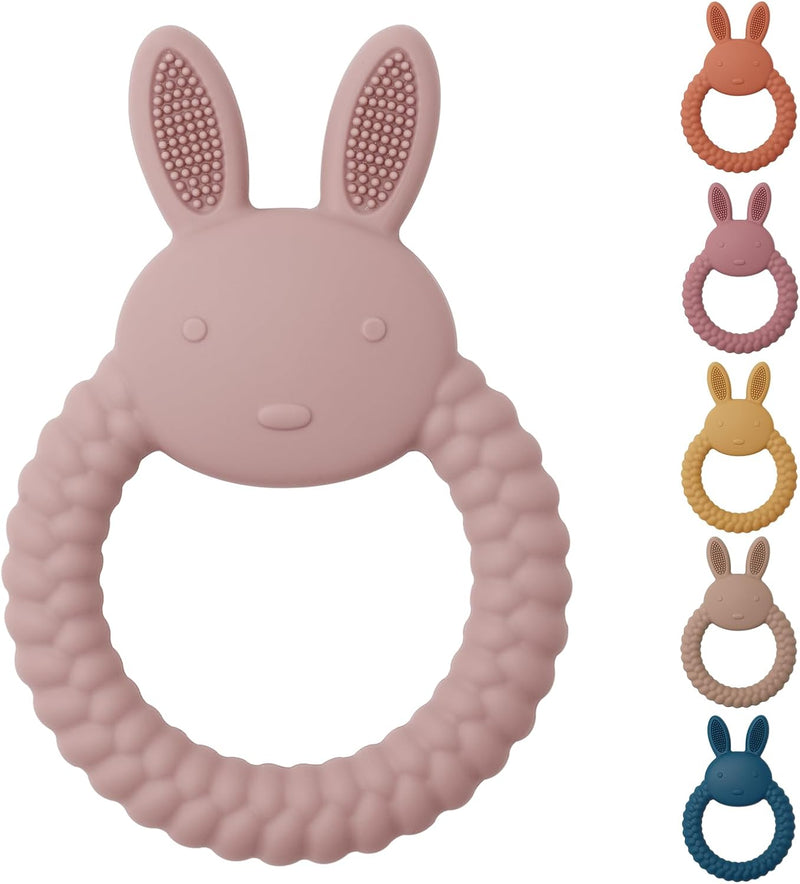 Teething Toys for Baby, Easy to Hold BPA Free Silicone Teethers,Rabbit Baby Teething Toy,Baby Toys for Babies 3 6 12 Months, Boy, Girl, Infant (Brown)