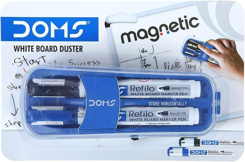 DOMS Magnetic White Board Duster Pack Includes: 2x White Board Markers