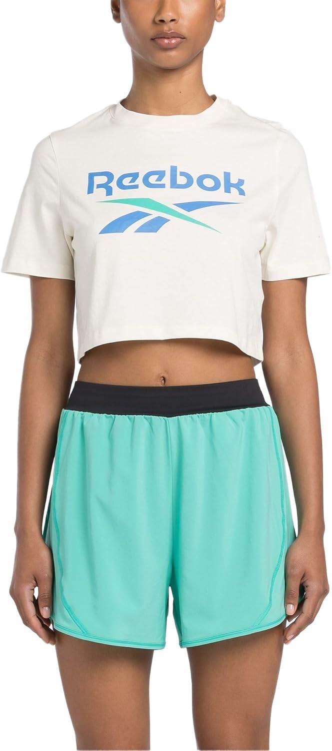 Womens Identity Big Logo Crop T-Shirt - Vintage Chalk