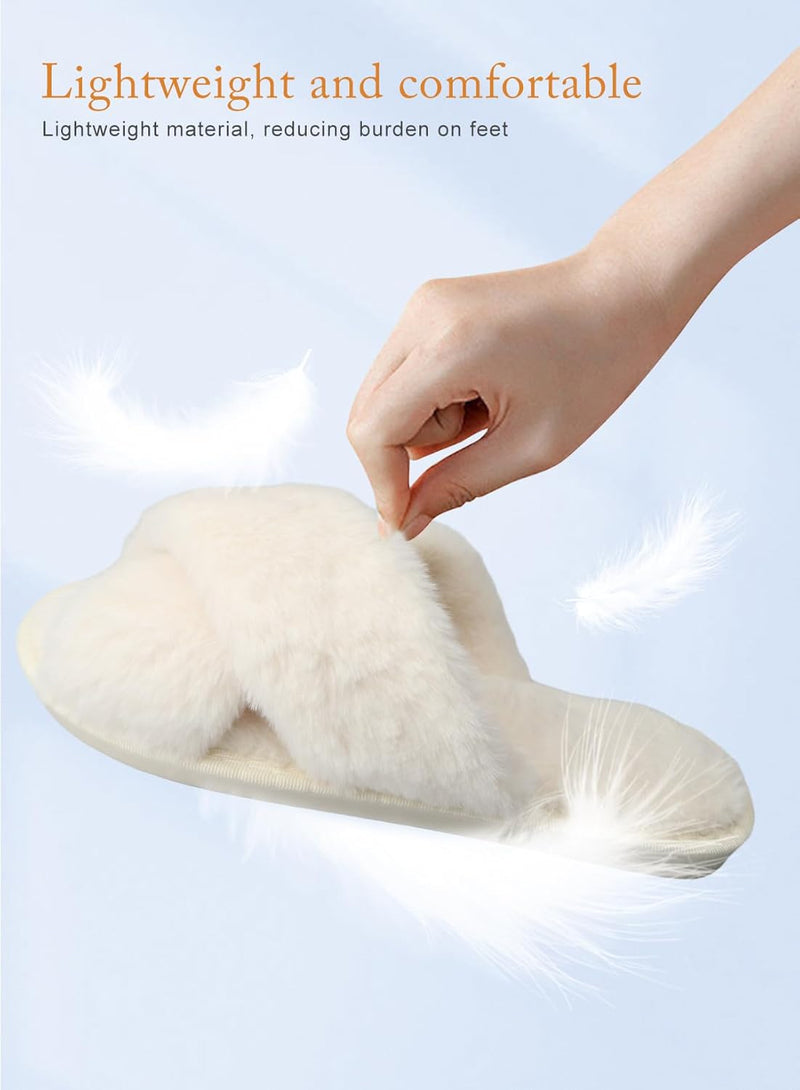 URbazaar Women‘s House Slippers Faux Fur Fashion Warm Shoes Woman Slippers Comfortable Home Furry Slippers,Lightweight Non Slip House Slippers For Cozy Indoor Outdoor