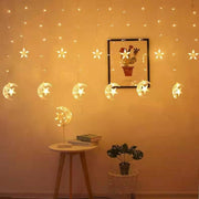 YU WELL EID Ramadan Decoration Lights, Star with Moon and serial lights, 3.5M Ramadan Lights with 8 Sequence Modes, comes with 220V. Celebration Lights (Stars with Mosque) - Moon with Star (Battery)