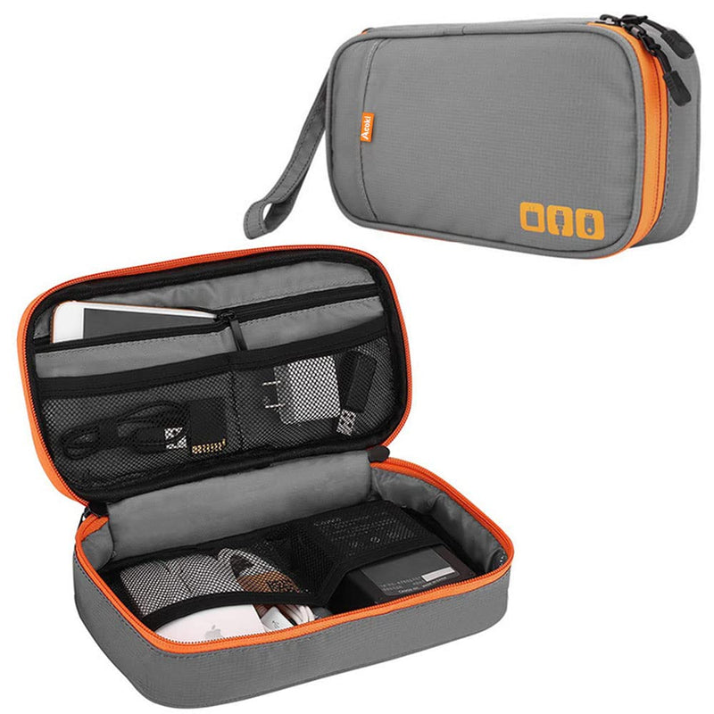 Acoki Travel Carry Bag,Electronic Accessories Thicken Cable Organizer Bag Portable Case for Hard Drives, Cables, Grey(S)