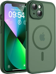 TOCOL for iPhone 17 Case 6.3-Inch, Upgraded Camera Protection, Built-in Ring, Compatible with MagSafe, Shockproof Non-slip Translucent Matte Phone Case, Black - Alpine Green iPhone 13