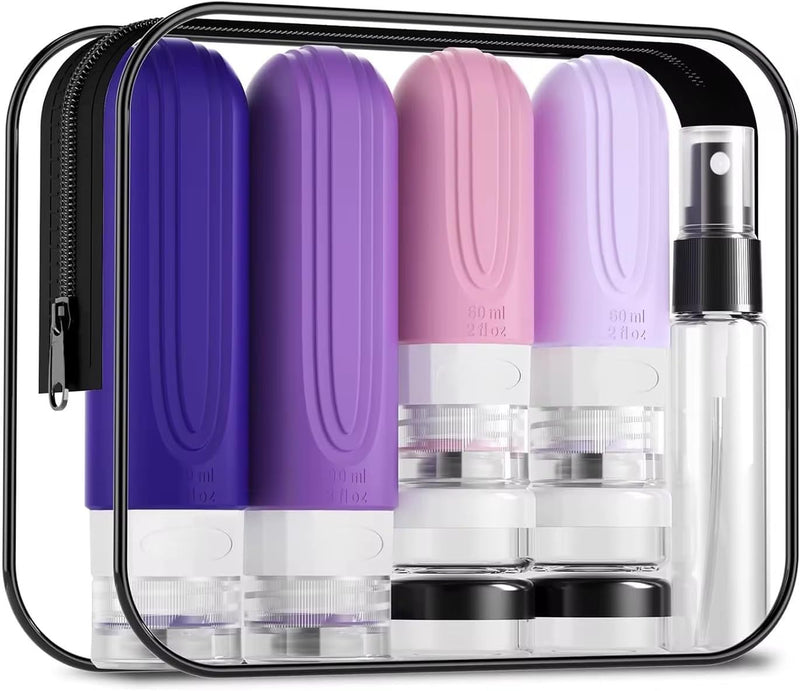 Nuviano 16-pack Travel Bottles for Toiletries, TSA Approved Silicone Travel Containers jar for Toiletries, Leak Proof Refillable Liquids Shampoo & Conditioner, Travel Essentials toiletry Bottles