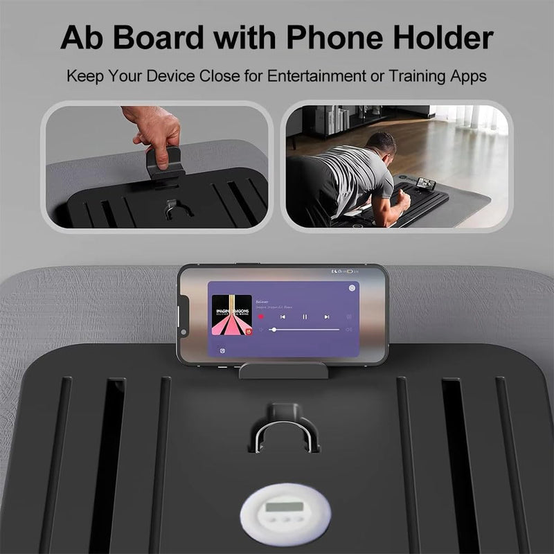 COFOEE Pilates Board, Portable Pilates Reformer Set, Ab Board with Elbow Support and Resistance Bands,Pilates Reformer Board Ab Roller Wheel Abdominal Board Workout Equipment - Black