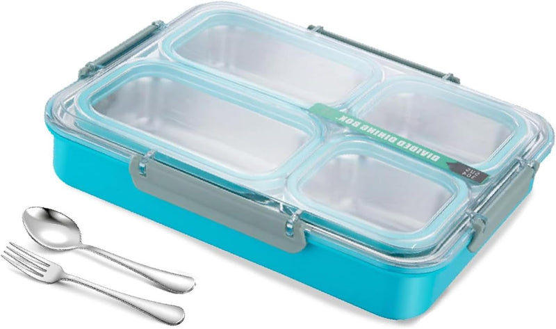 AUTOYSUR Lunch Box Stainless Steel Containers For Adults Men Women, Bento Box Adult Lunch Box W/ 4 Compartments, Insulated Bento Boxes Leakproof,BPA Free,Dishwasher Safe Stainless Steel Bento Box (B) - #1-Green-4 compartments