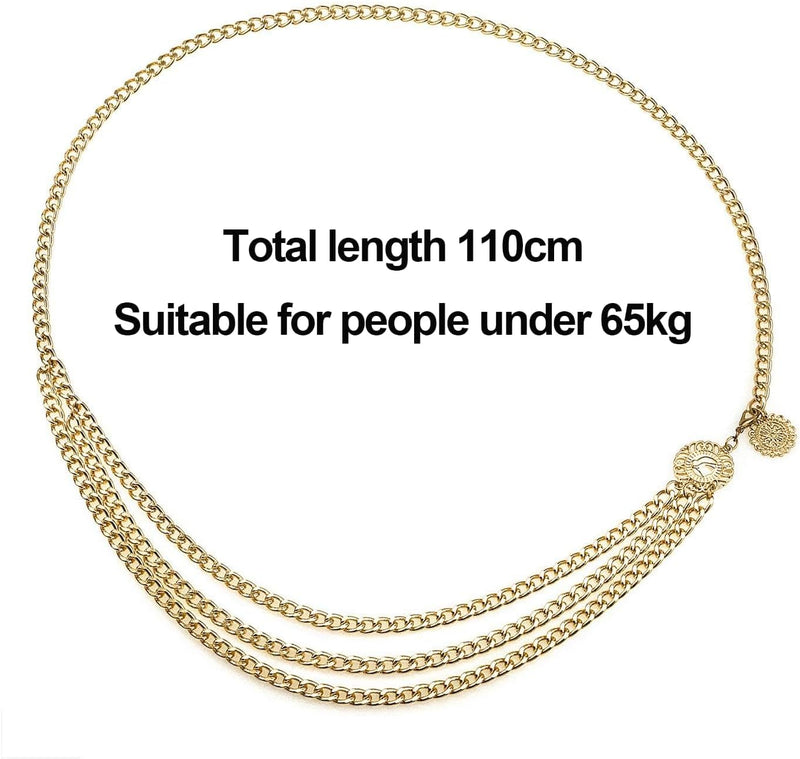 Elegant Multi Layer Gold Waist Chain For Women, Fashion Metal Decorative Waistband, Adjustable Stylish Ornament, Versatile Match For Jeans,Skirts,Dresses