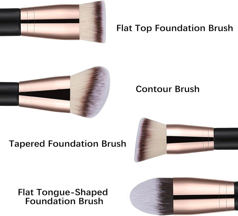 2 Pcs Double-Ended Makeup Brushes, Flat, Angled, Angled Round, Tapered Top Flawless Foundation Concealer Brush, Foundation Makeup Brush for Liquid, Cream, Powder Blending and Buffing