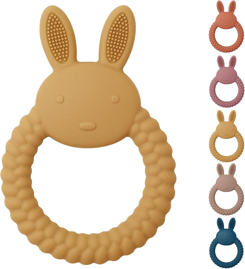 Teething Toys for Baby, Easy to Hold BPA Free Silicone Teethers,Rabbit Baby Teething Toy,Baby Toys for Babies 3 6 12 Months, Boy, Girl, Infant (Brown)