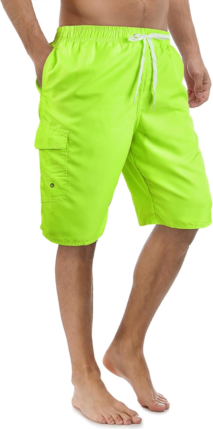 Men Trunk Style Swim Trunks - Neon Green