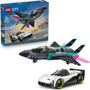 City Jet vs. Car 60489 Building Toy, Plane, Supercar plus Pilot & Driver Minifigures, Play Set, Gift for 6+ Year Old Boys & Girls, 259 Pieces