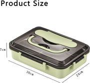 Stainless Steel Bento Box 5 Compartments Lunch Box for Kids Leak Proof Food Container for Microwave Dishwasher Safe (Green)
