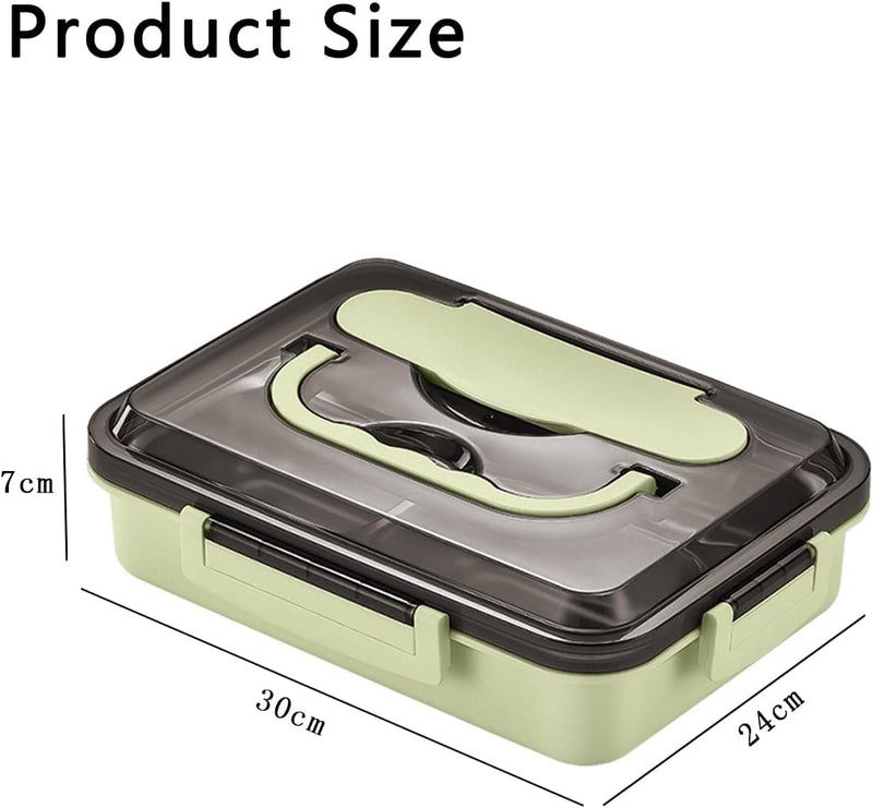 Stainless Steel Bento Box 5 Compartments Lunch Box for Kids Leak Proof Food Container for Microwave Dishwasher Safe (Green)