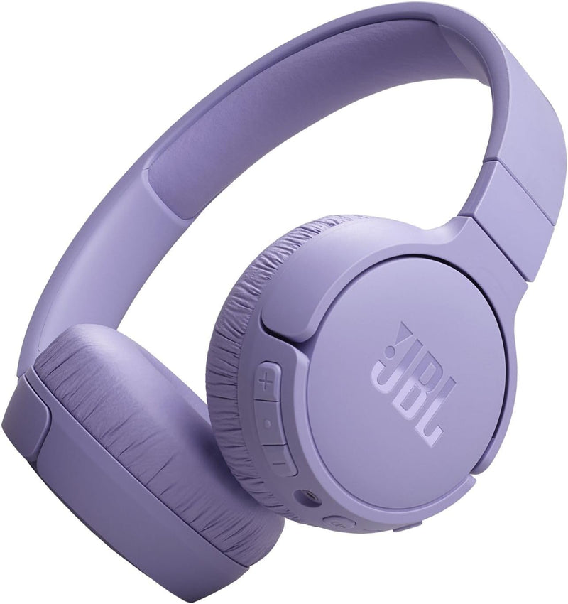 JBL Tune 720BT Wireless Over-Ear Headphones, Pure Bass Sound, Bluetooth 5.3, 76H Battery, Hands-Free Call, Multi-Point Connection, Foldable, Detachable Audio Cable - Black, JBLT720BTBLK - Contemporary Purple