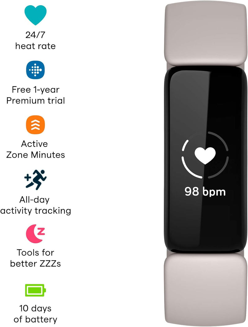 Fitbit Inspire 2, Health & Fitness Tracker With A Free 1-Year Fitbit Premium Trial, 24/7 Heart Rate & Up To 10 Days Battery, Black