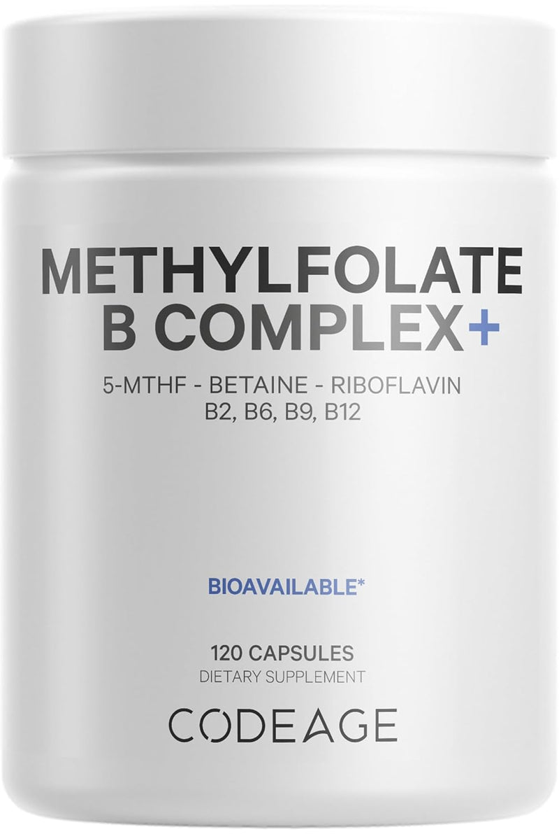 Codeage Methyl-Elite Methylation Supplements - 5 MTHF, Methylcobalamin 1000mcg Methylated Vitamin B12, Riboflavin, Betaine, Vitamins B6, Methylfolate, Methylation Cycle MTHFR - 2 Months - 120 Capsules