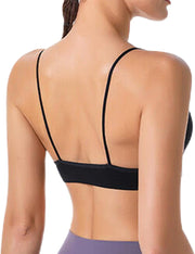 Dress Cici Women'S V Neck Triangle Strappy Sport Bra With Strappy Shoulder Strap
