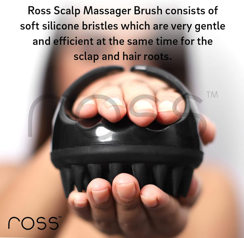 Ross Hair Scalp Massager Shampoo Brush with Soft Silicone Bristles (Black)