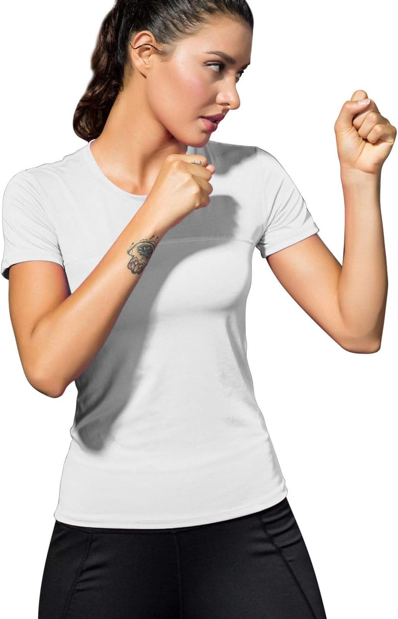 Women Workout Shirt Dry Fit Short Sleeve Sport Compression Tops Moisture Wicking Athletic T-Shirts