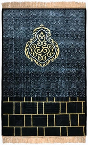 FEELINGS Prayer Mat Soft and Comfortable Islamic Janamaz Foldable & Portable Design Premium Quality Prayer Rug for Home, Mosque, or Travel - 70x110 cm (BLACK 4) - BLACK 5 110 x 70 cm (Rectangular)